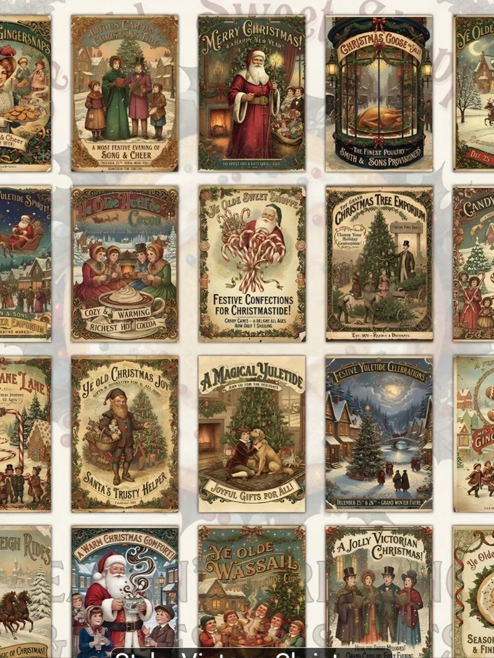 Victorian Style Christmas post cards home decoration retro 4x6 paper Ephemera
